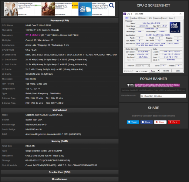 Очередной рекорд разгона DDR5 — покорена планка в 13 500 МТ/с