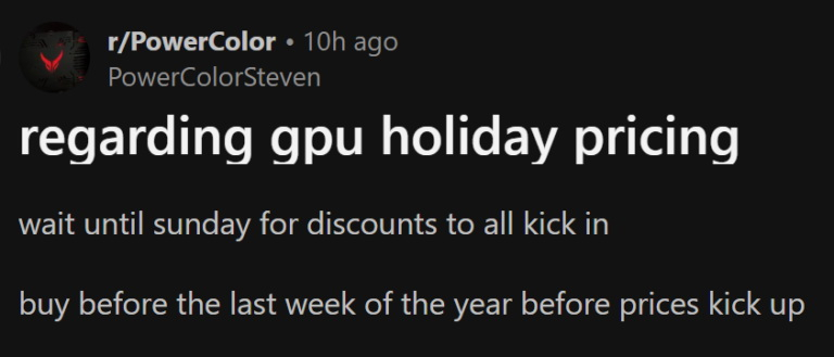 PowerColor присоветовала закупаться видеокартами &mdash; после Нового года они подорожают