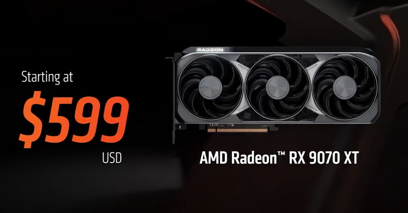 Стоимость Radeon RX 9070 XT опустилась до рекомендованных $599, но только в США