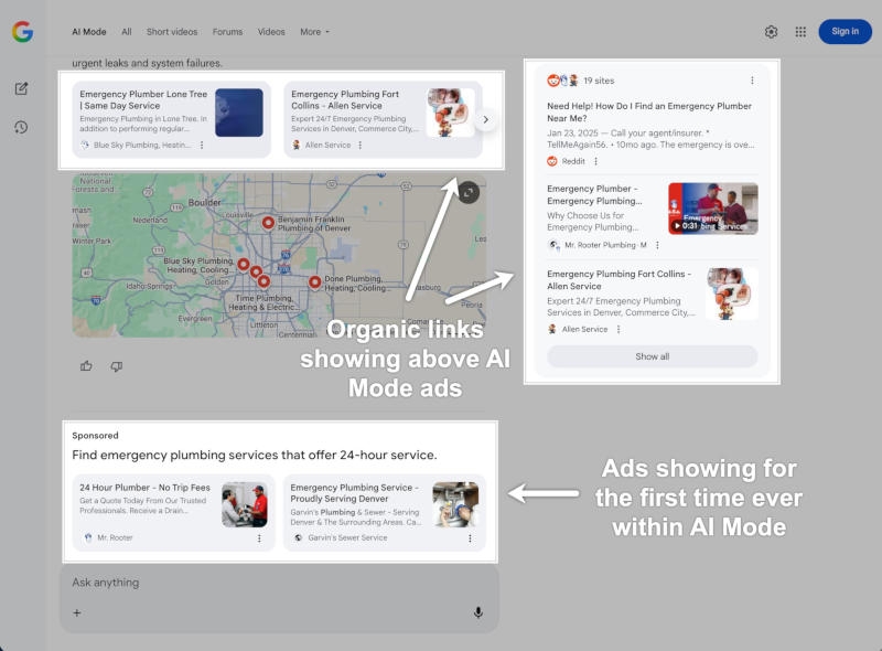 В Google начала показывать рекламу в &laquo;Режиме ИИ&raquo; в поиске &mdash; пока не всем