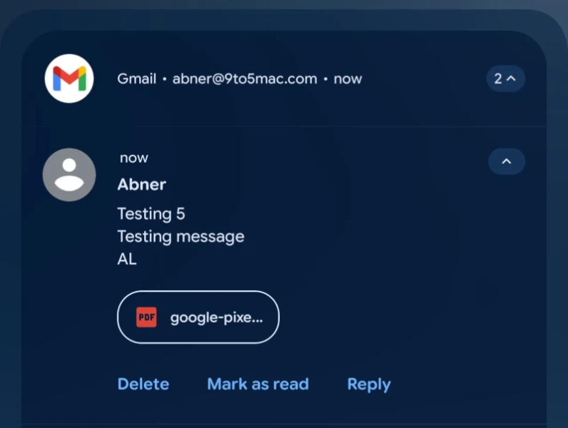 В уведомлениях Gmail на Android появился предпросмотр фото и других вложений
