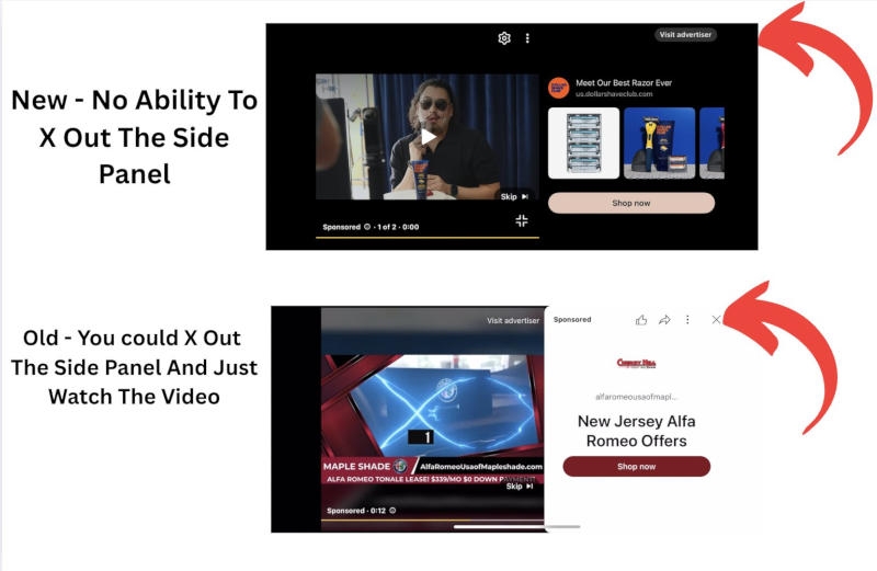 В YouTube появилась незакрываемая реклама на полэкрана