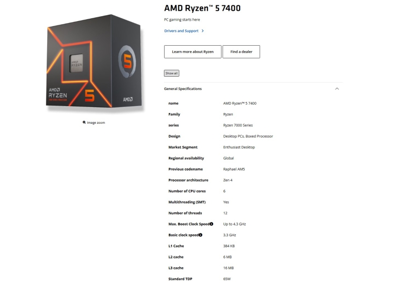 AMD незаметно выпустила шестиядерник Ryzen 5 7400 со встроенной графикой за €140