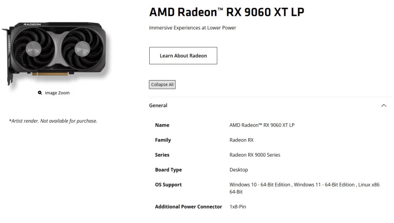 AMD представила Radeon RX 9060 XT LP с заниженными частотами и энергопотреблением