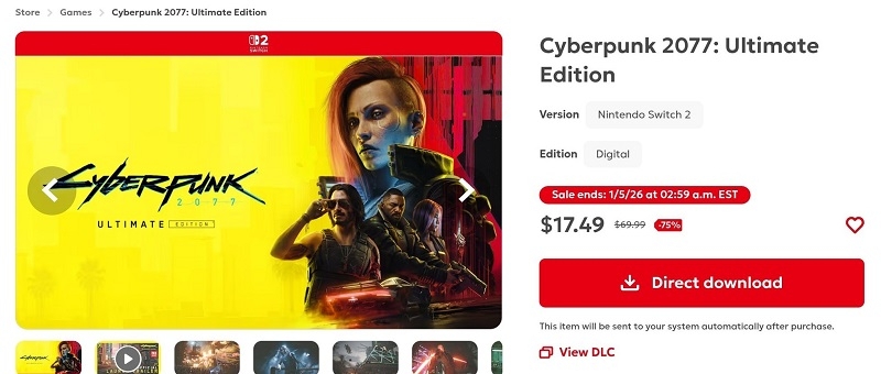 Cyberpunk 2077 для Switch 2 случайно получила чересчур выгодную скидку &mdash; CDPR ошибку исправила, но праздник портить не стала