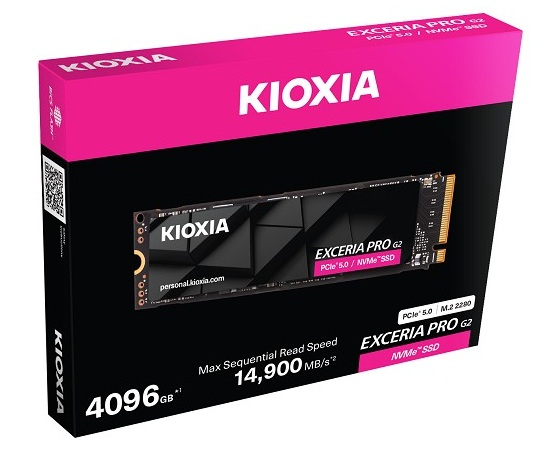 Kioxia выпустила твердотельные накопители Exceria Pro G2 — PCIe 5.0, до 4 Тбайт и до 14 900 Мбайт/с