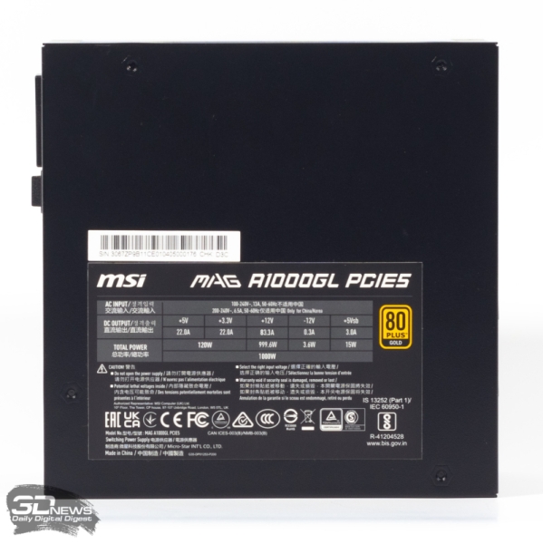 Обзор блока питания MSI MAG A1000GL PCIE5