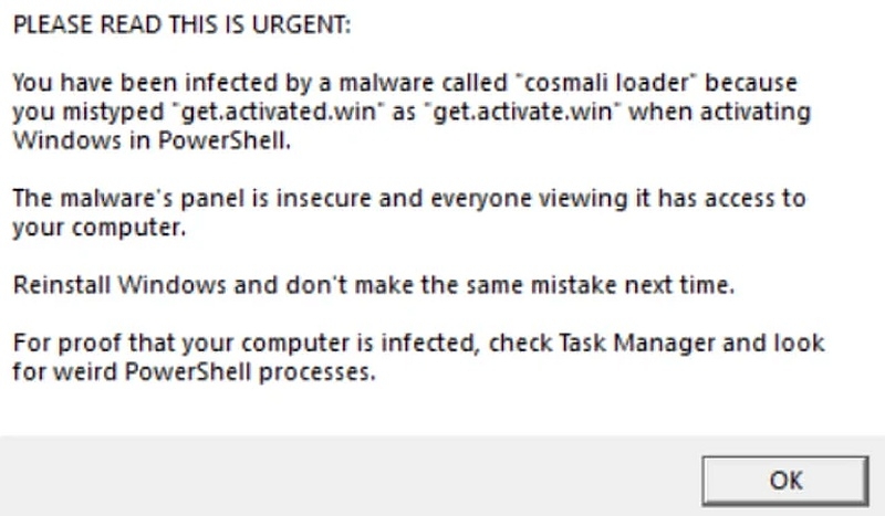 Поддельный домен активации Windows распространял вредоносные скрипты PowerShell