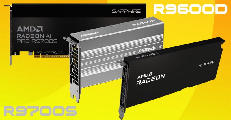 PowerColor, Sapphire и ASRock представили безвентиляторные версии видеокарт Radeon AI Pro R9700S и R9600D