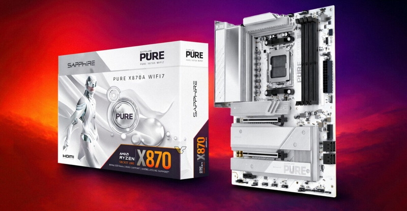 Sapphire выпустила белоснежную Pure X870A WIFI 7 &mdash; свою первую плату на чипсете AMD X870 для Ryzen 9000
