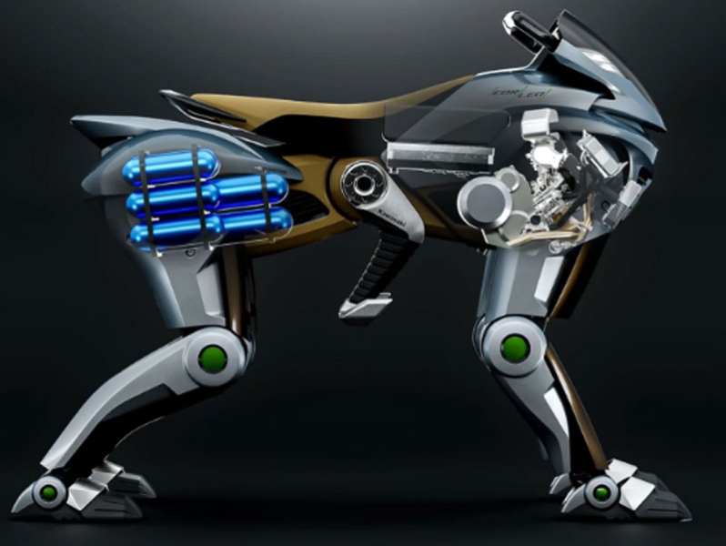 Футуристический четвероногий мотоцикл Kawasaki оказался не шуткой — механическое копытное выйдет к 2035 году