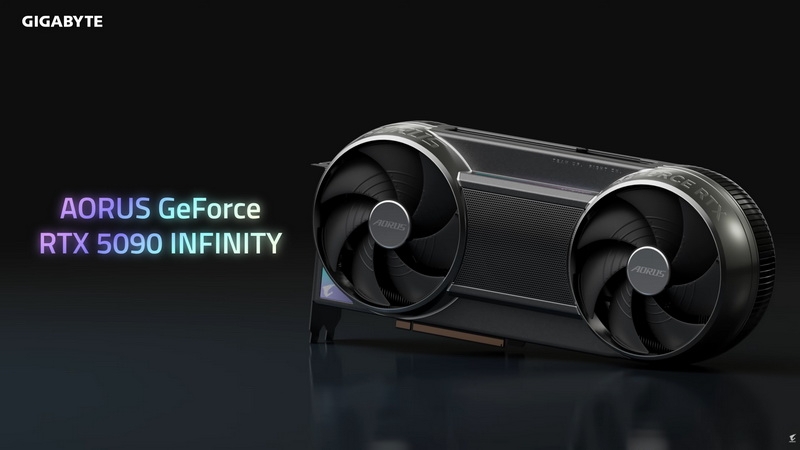 Gigabyte показала GeForce RTX 5090 Infinity с потайным вентилятором и нетривиальным дизайном