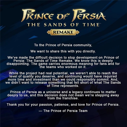 Ubisoft отменила ремейк Prince of Persia: The Sands of Time спустя пять лет после анонса