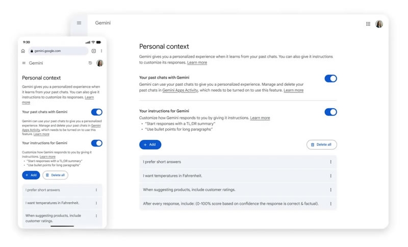 Бесплатная версия Gemini получила премиальную функцию &laquo;Прошлые чаты&raquo;