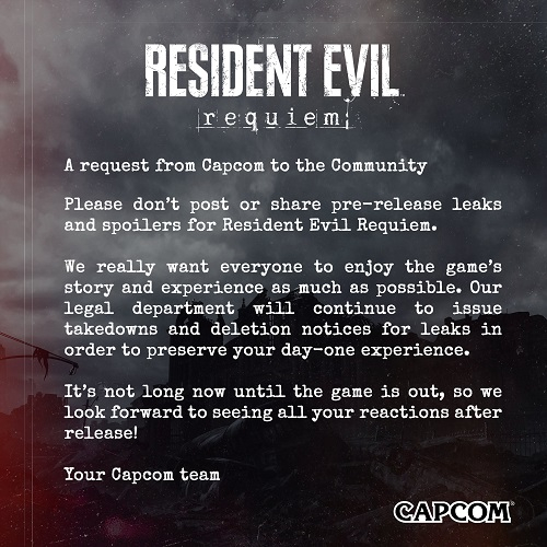 Capcom отправила юристов бороться с утечками Resident Evil Requiem и призвала фанатов не распространять спойлеры