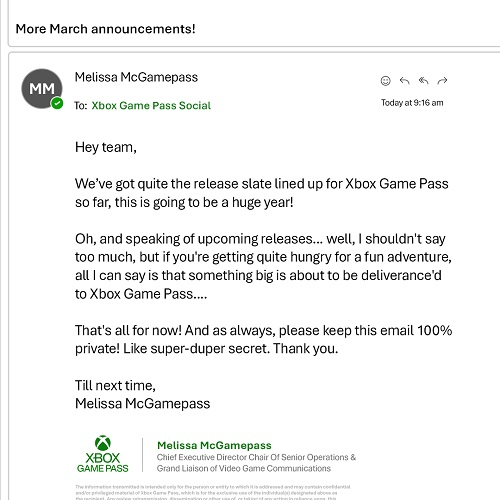 &laquo;Неплохо бы поесть&raquo;: Xbox намекнула на скорое появление Kingdom Come: Deliverance 2 в Game Pass