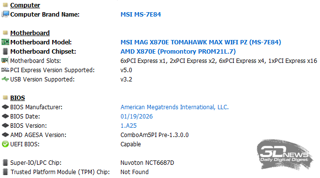 Обзор материнской платы MSI MAG X870E Tomahawk WIFI PZ: плата для эстетов-оверклокеров