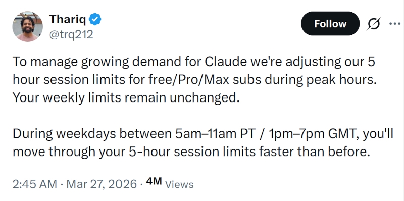Anthropic урезала лимиты общения с ИИ-ботом Claude в часы пик