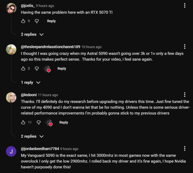 Драйвер Nvidia 595.71 WHQL ограничил ручной разгон у GeForce RTX 50-й серии