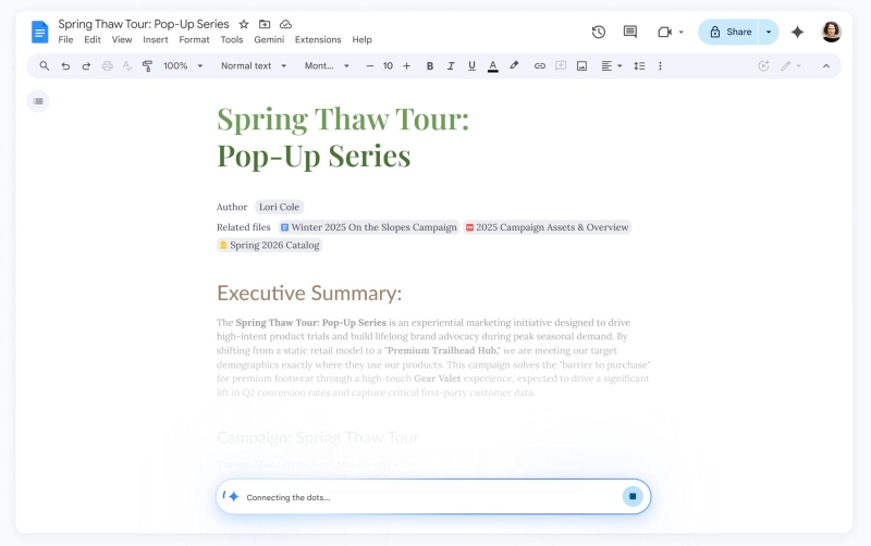 Google расширила возможности Gemini в &laquo;Документах&raquo;, &laquo;Таблицах&raquo;, &laquo;Презентациях&raquo; и &laquo;Диске&raquo;