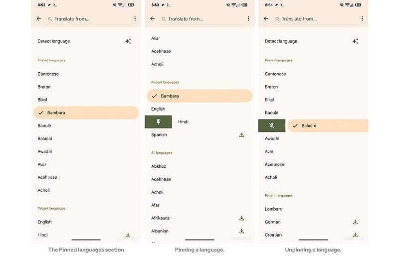 Google Translate научится закреплять до десятка часто используемых языков