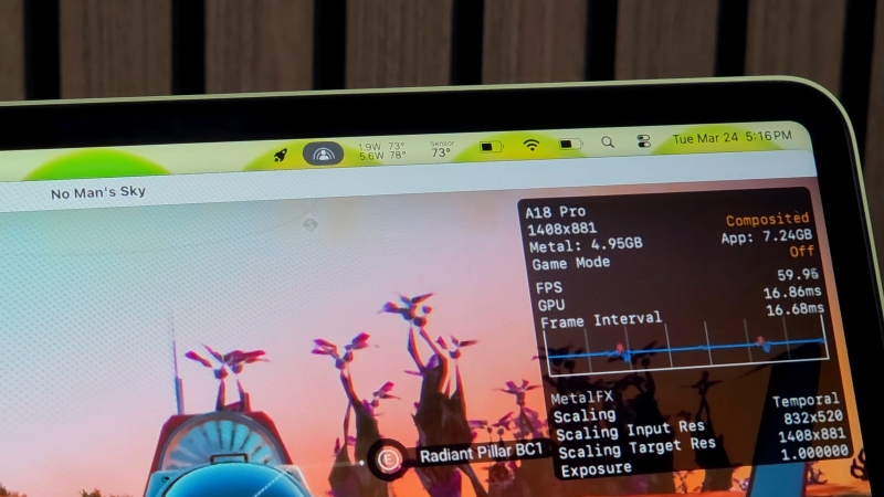 К MacBook Neo приделали жидкостный кулер — производительность в No Man’s Sky удвоилась