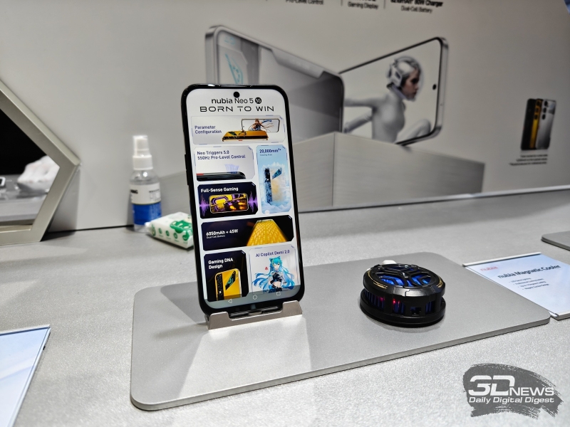 Nubia представила доступные игровые смартфоны Neo 5, Neo 5 GT и Neo 5 Max с активным охлаждением и RGB-подсветкой