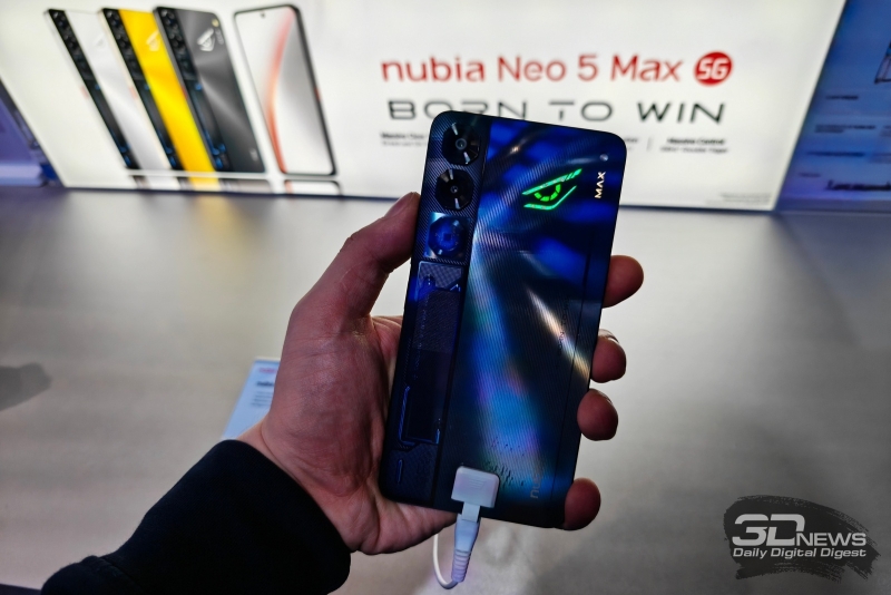 Nubia представила доступные игровые смартфоны Neo 5, Neo 5 GT и Neo 5 Max с активным охлаждением и RGB-подсветкой