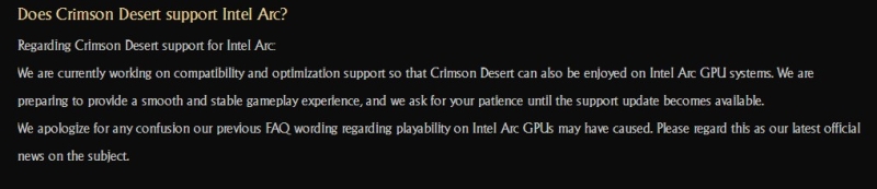 После волны критики разработчик Crimson Desert пообещал добавить поддержку видеокарт Intel Arc