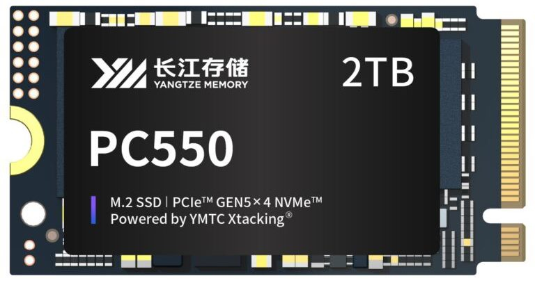 Представлены первые полностью китайские потребительские SSD с PCIe 5.0 &mdash; YMTC PC550 со скоростью до 10,5 Гбайт/с