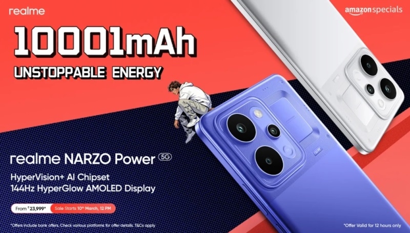 Realme представила смартфон с батареей на 10 001 мА&middot;ч за $305&nbsp;&mdash;&nbsp;Narzo Power 5G