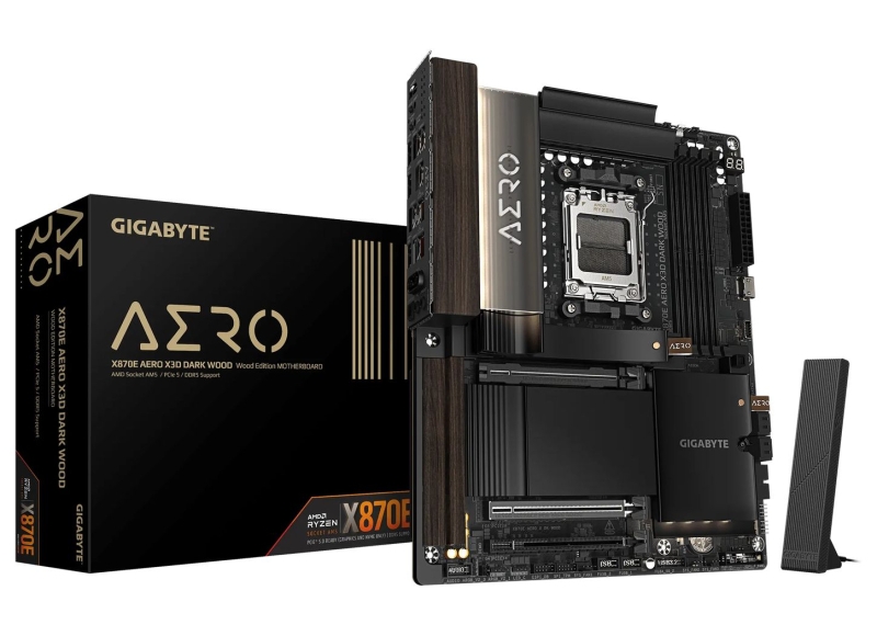 Gigabyte анонсировала плату X870E Aero X3D Dark Wood с отделкой под тёмное дерево