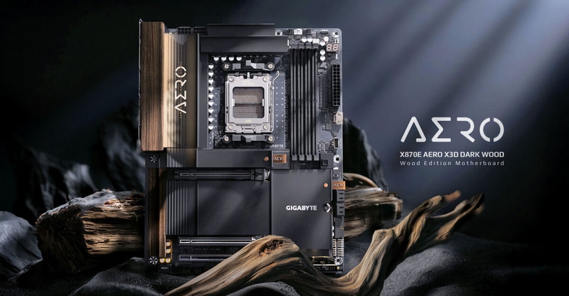 Gigabyte анонсировала плату X870E Aero X3D Dark Wood с отделкой под тёмное дерево