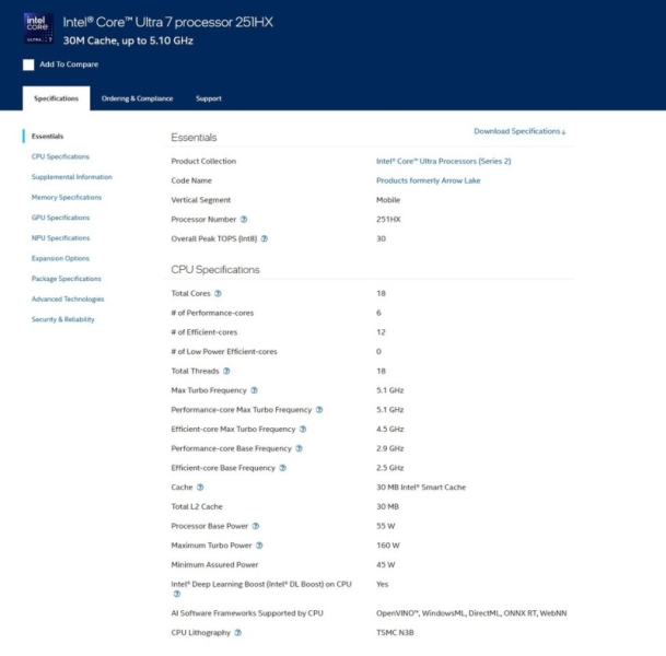 Intel внезапно представила пару мобильных процессоров серий Arrow Lake-HX и Panther Lake