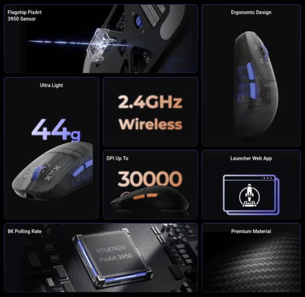 Keychron представила беспроводную игровую мышку G3 весом 44 г с флагманской начинкой