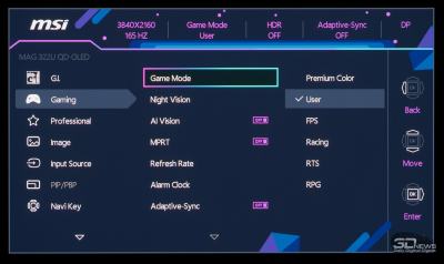 Обзор игрового OLED 4K-монитора MSI MAG 322UP QD-OLED E16: достаточный уровень