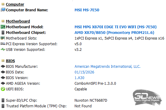 Обзор материнской платы MSI MPG X870I EDGE TI EVO WIFI WiFi: флагман в форм-факторе mini-ITX?