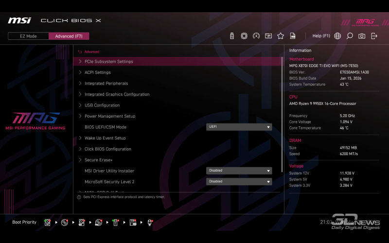 Обзор материнской платы MSI MPG X870I EDGE TI EVO WIFI WiFi: флагман в форм-факторе mini-ITX?