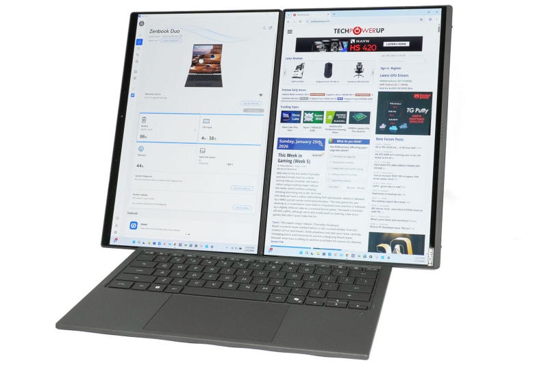 Представлен Asus Zenbook Duo 2026 с двумя 14-дюймовыми OLED, процессорами Panther Lake и ценой в $2500