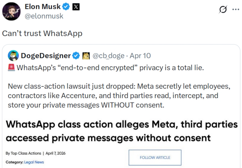 Соцсеть X запустит приложение XChat для iPhone и iPad с шифрованием, звонками и передачей документов 17 апреля