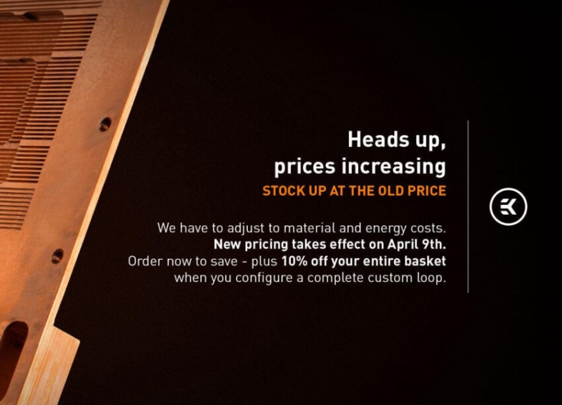 &laquo;Удачи вам в ваших сборках!&raquo;: EK Water Blocks подняла цены на компоненты для систем жидкостного охлаждения