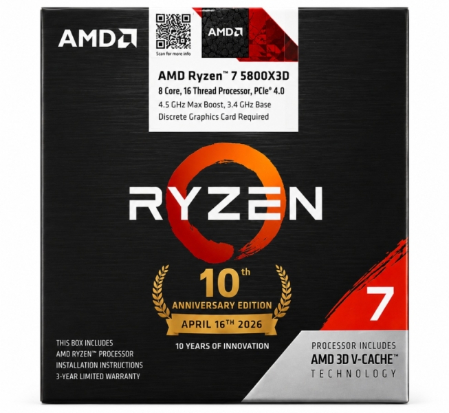AM4 жив! Юбилейный Ryzen 7 5800X3D AM4 10th Anniversary Edition появился в продаже в Индии за $310