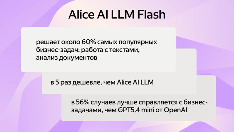 «Яндекс» представил Alice AI LLM Flash — быструю ИИ-модель для бизнеса