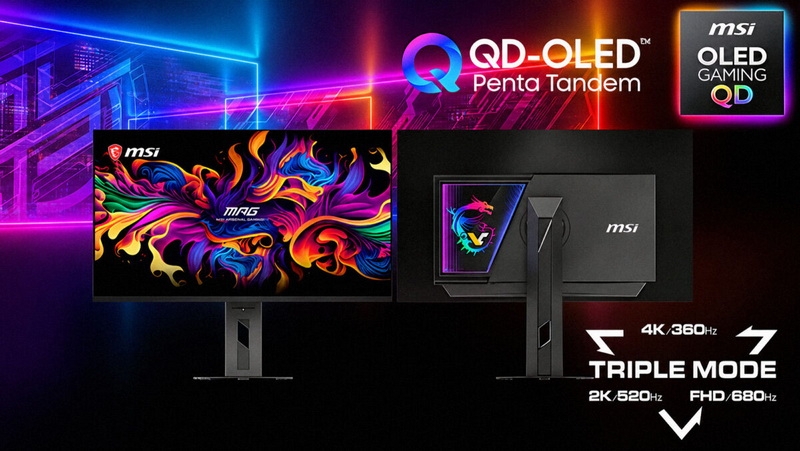 MSI представила первый в мире игровой монитор с QD-OLED и тремя режимами &mdash; 4K@360 Гц, 2K@520 Гц и FHD@680 Гц