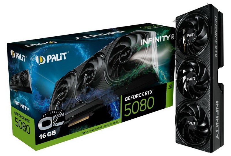 Palit выпустила GeForce RTX 5080 Infinity 3 без RGB-подсветки в версиях с разгоном и без