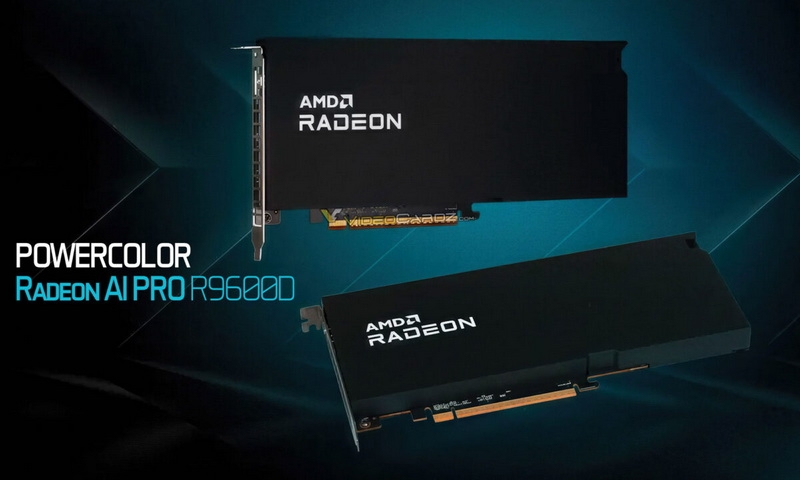PowerColor выпустила тонкую профессиональную видеокарту Radeon AI PRO R9600D с разъёмом 12V-2&times;6