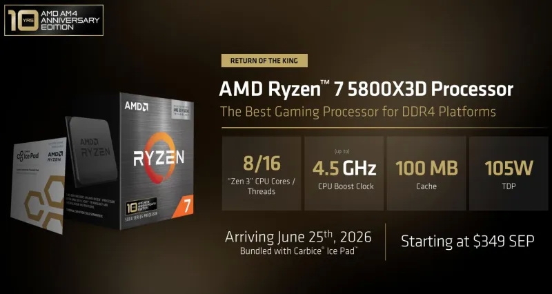 AMD пришлось заново разработать Ryzen 7 5800X3D ради его возвращения на рынок