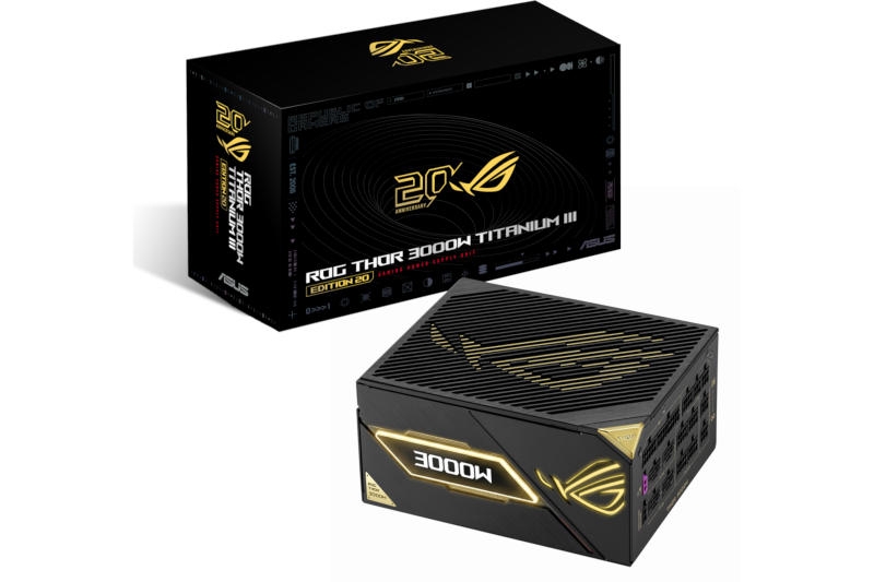 Asus представила блок питания ROG Thor 3000W Titanium III Edition 20 за €999 — его хватит на четыре GeForce RTX 5090