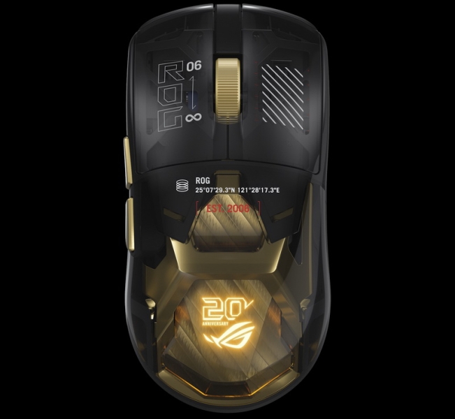 Asus представила мышь ROG Harpe II Extreme Edition 20 с прозрачным корпусом, позолотой и ценой $260