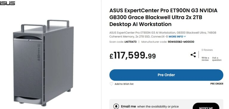 Asus представила настольный компьютер с Nvidia GB300 и 748 Гбайт памяти по цене однушки в Москве